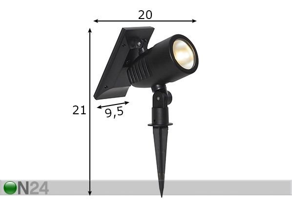 Valaisin aurinkokennolla Spotlight mitat