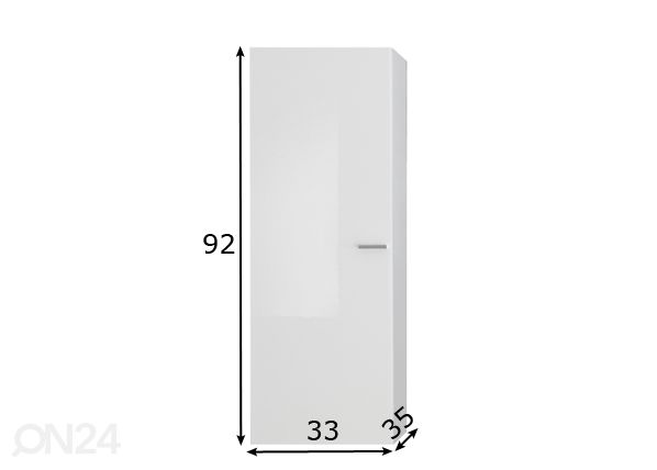 Valkoinen seinäkaappi Infinity h92 cm mitat