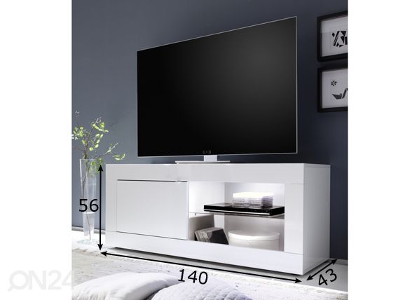 Valkoinen TV-taso Basic mitat