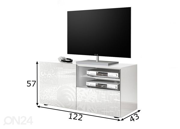 Valkoinen TV-taso Miro 01 mitat