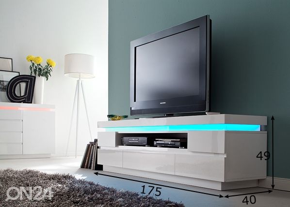 Valkoinen TV-taso Ocean LED-valaistuksella mitat