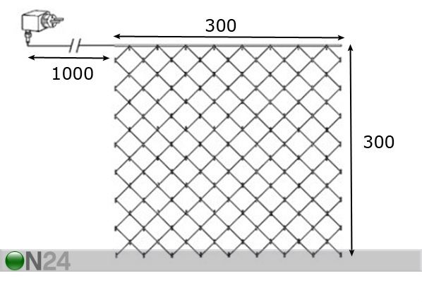 Valoketju ulkotiloihin 180 LED, 3 m mitat