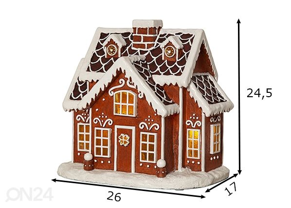 Valokoriste Gingerville, piparkakkutalo mitat