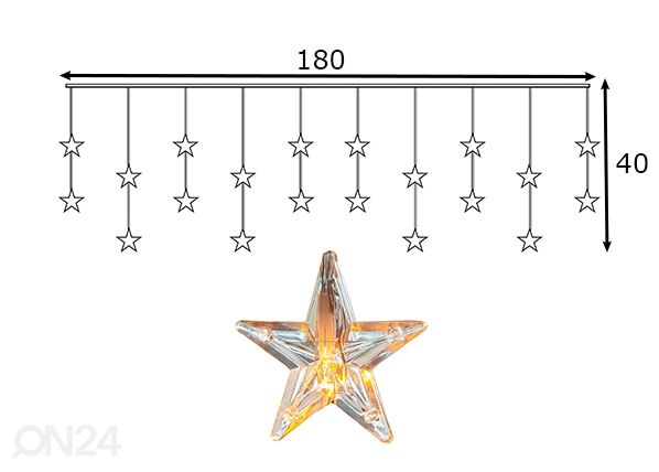 Valoverho 40x180 cm, lämmin valkoinen mitat