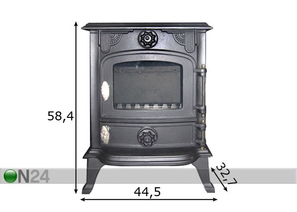 Valurautakamiina 6 kW mitat
