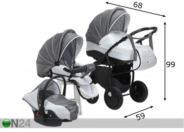 Vaunut-rattaat TUTIS ZIPPY SILVER PLUS mitat