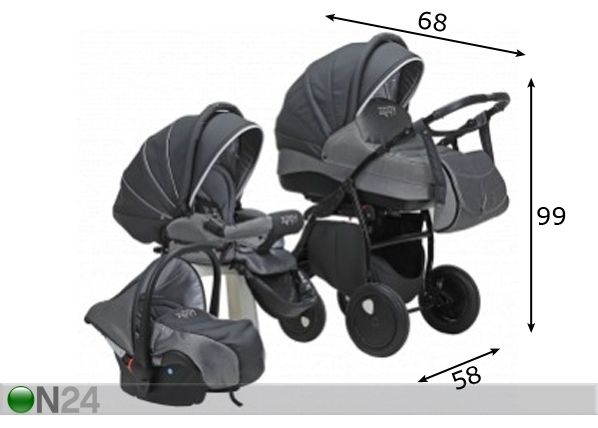 Vaunut-rattaat TUTIS ZIPPY SILVER PLUS mitat