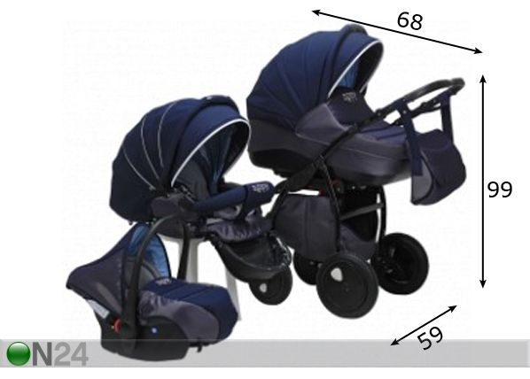 Vaunut-rattaat TUTIS ZIPPY SILVER PLUS mitat