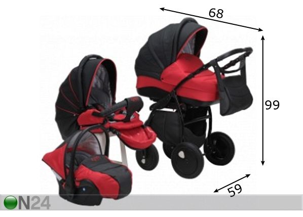 Vaunut-rattaat TUTIS ZIPPY SILVER PLUS mitat