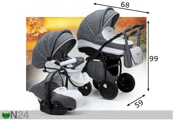 Vaunut-rattaat TUTIS ZIPPY SILVER PLUS, nahka mitat