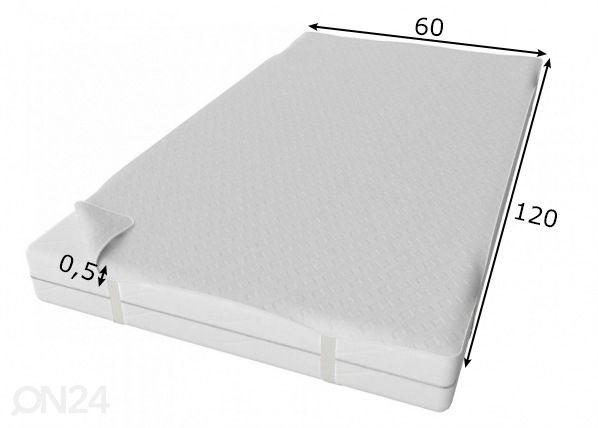 Vedenpitävä patjansuojus 60x120 cm mitat