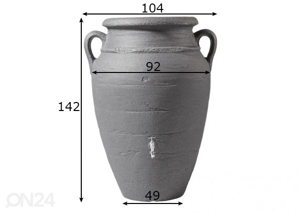 Vesisäiliö Antiik Amphora Dark granite 600 L mitat