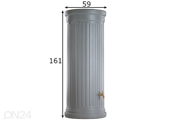 Vesisäiliö Column Tank Gray 330 L mitat