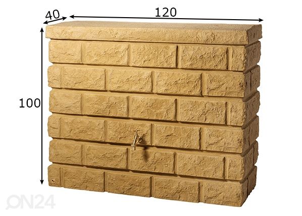 Vesisäiliö Rocky Sandstone 400 L mitat