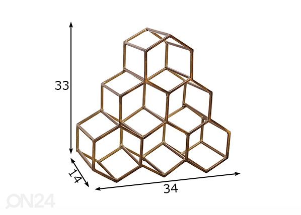 Viinipulloteline Honeycomb mitat