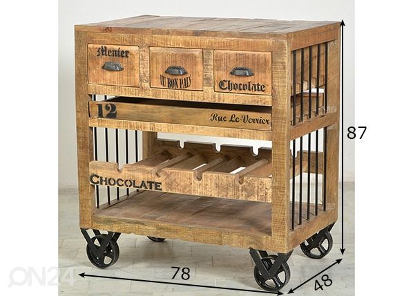 Viinipulloteline Rustic mitat