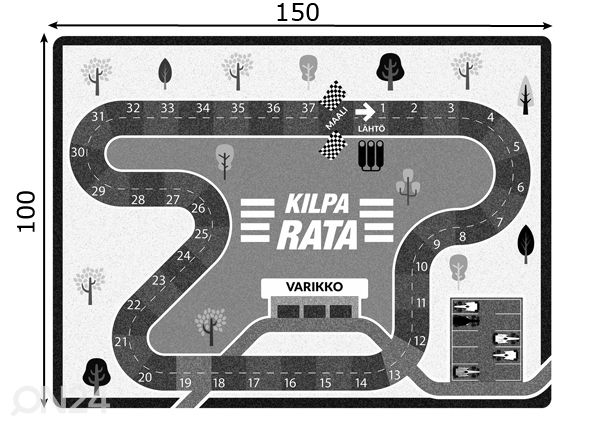 Village’s lasten matto Formula 100x150 cm mitat
