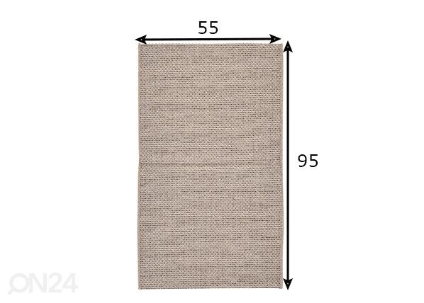 Villamatto 55x95 cm, vaaleanruskea mitat
