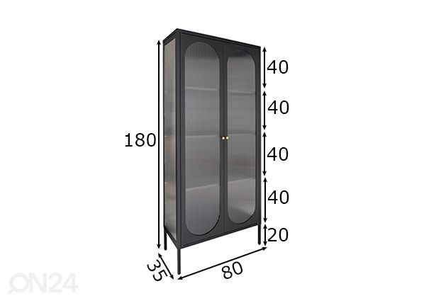 Vitriinikaappi Adelaide 80 cm mitat