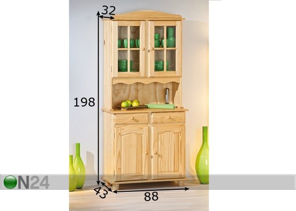 Vitriinikaappi Alicante, mänty mitat