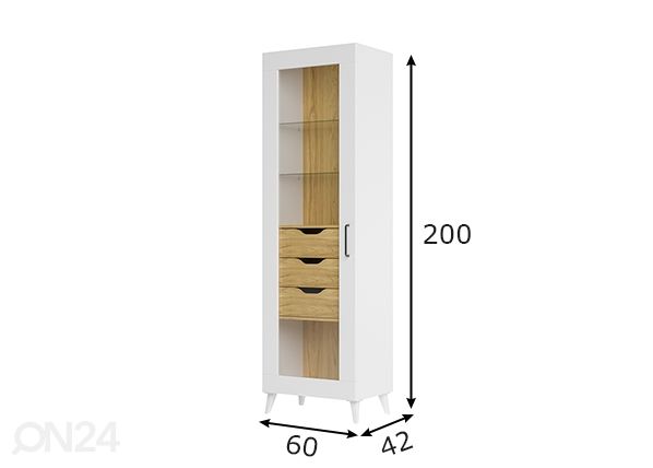 Vitriinikaappi Barris 200 cm mitat