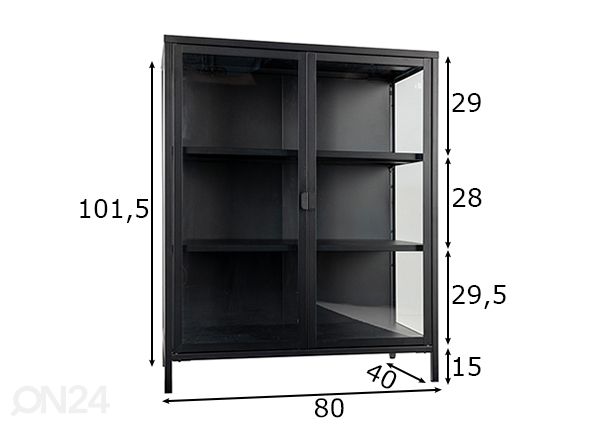 Vitriinikaappi Brisbane 80 cm mitat