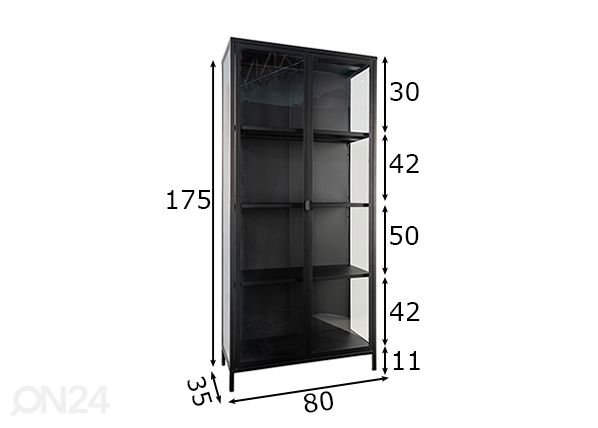 Vitriinikaappi Bunbury 80 cm mitat