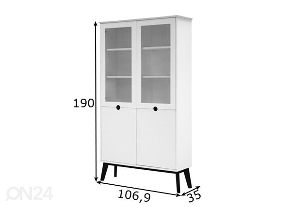 Vitriinikaappi Century mitat