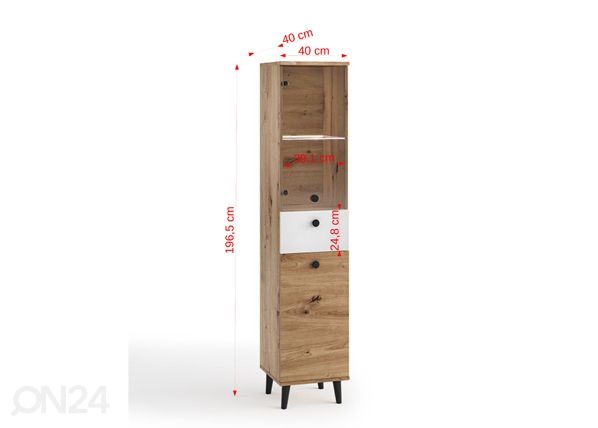 Vitriinikaappi Cleveland L40 mitat