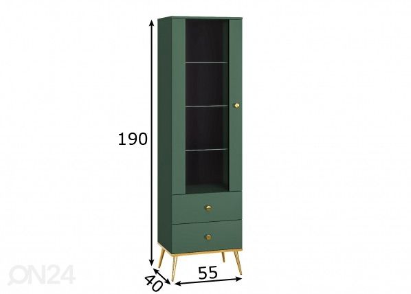 Vitriinikaappi Forine L55 mitat