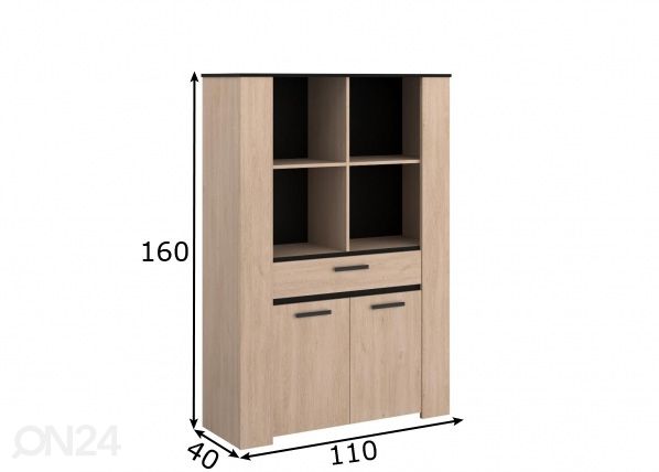 Vitriinikaappi Helma 110 cm mitat