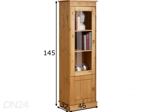 Vitriinikaappi Indra 46 cm mitat