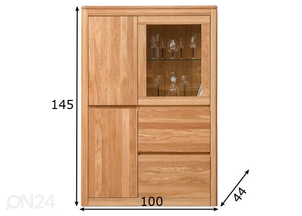 Vitriinikaappi Lausenne 2 Lux mitat