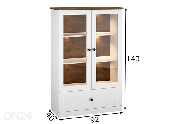 Vitriinikaappi Lille 92 cm mitat