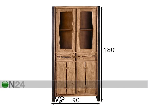 Vitriinikaappi Live Edge mitat
