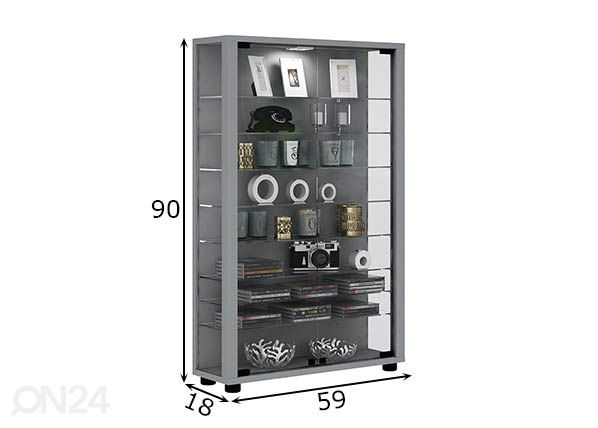 Vitriinikaappi Lumo Mini 59xh90 cm mitat