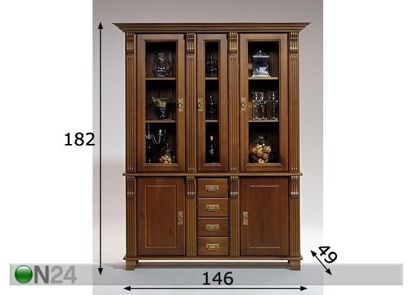 Vitriinikaappi MONACO M-374 + M-375 mitat