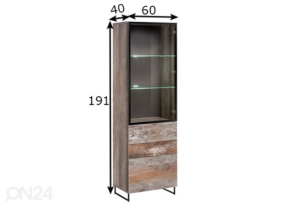 Vitriinikaappi Plank, antiikkipuu mitat