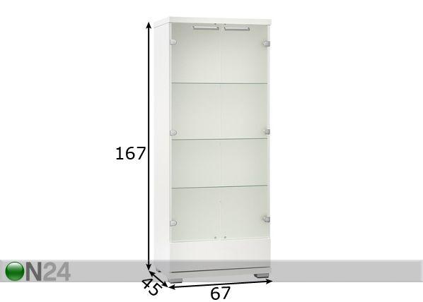 Vitriinikaappi SAAGA + maitolasi mitat