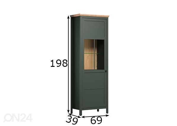 Vitriinikaappi Stanton 69 cm mitat