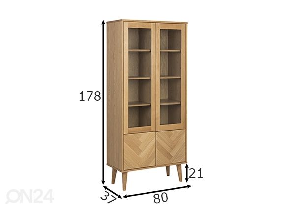 Vitriinikaappi Tokyo 80 cm mitat