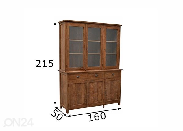 Vitriinikaappi Tua 160 cm mitat