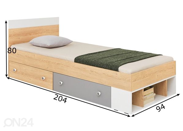 Vuode 90x200 cm mitat