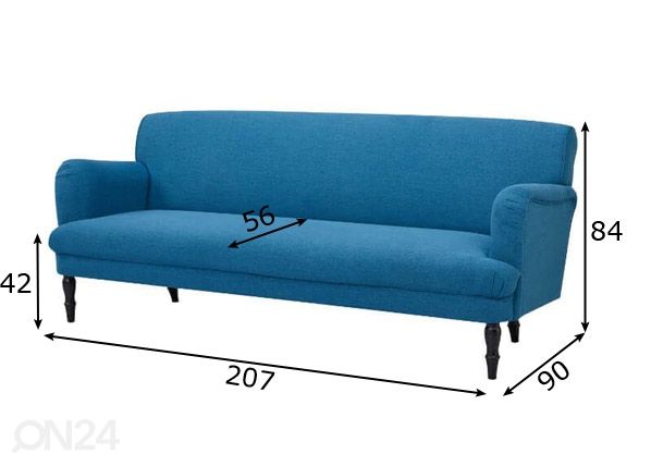 Vuodesohva Angola, sininen mitat