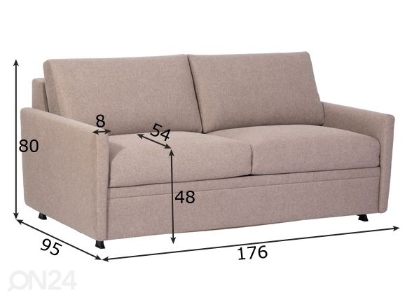 Vuodesohva Harmony mitat