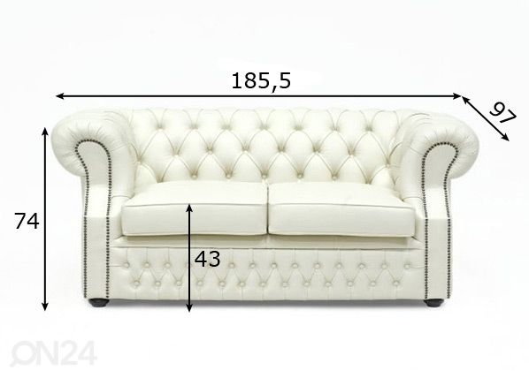 Vuodesohva, nahka Chesterfield 2 mitat