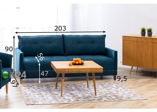 Vuodesohva Simple mitat
