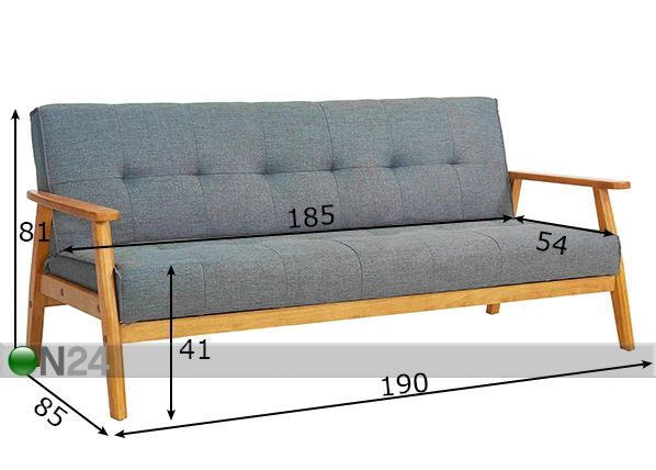 Vuodesohva Sofa mitat