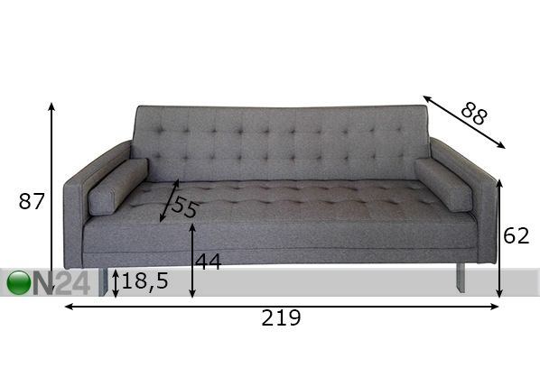 Vuodesohva Sofa mitat