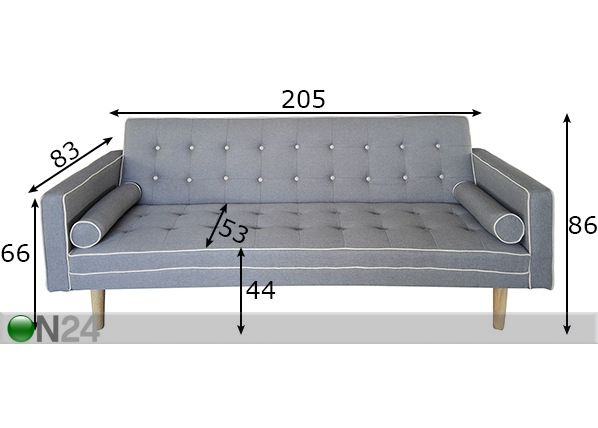 Vuodesohva Sofa mitat